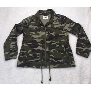 Old Navy Field Jacket Womens M Green Brown Camouflage Hunting Army Utility Tech‎